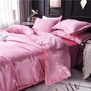 Conjunto de lençol de cama de cetim de poliéster sedoso